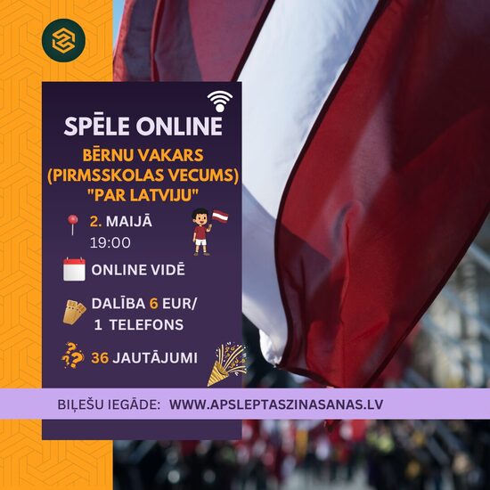 ONLINE - dalība spēlē "Bērnu vakars" pirmsskolas vecums - 02.05.